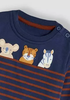 Рубашка с длинным рукавом SAFARI ANIMAL HEADS APPLIQUE, REGULAR FIT JoJo Maman Bb, темно-синий