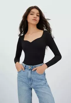 Рубашка с длинным рукавом Stradivarius, черный