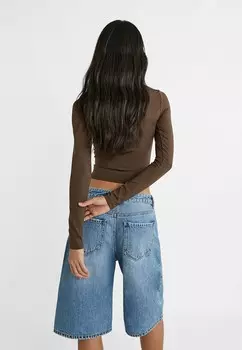 Рубашка с длинным рукавом Stradivarius, темно-коричневый