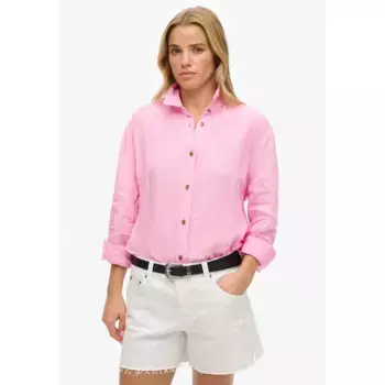 Рубашка с длинным рукавом Superdry Casual Linen Boyfriend, розовый