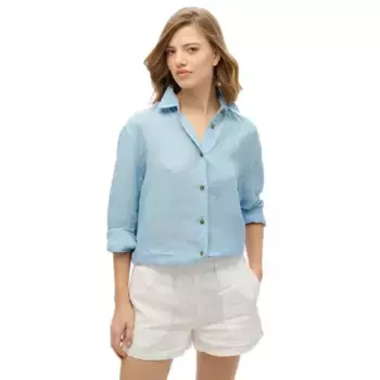Рубашка с длинным рукавом Superdry Casual Linen Boyfriend, синий