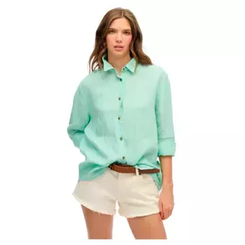 Рубашка с длинным рукавом Superdry Casual Linen Boyfriend, зеленый
