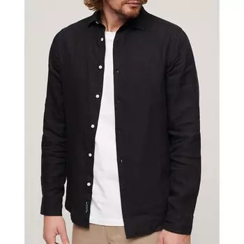 Рубашка с длинным рукавом Superdry Studios Casual Linen, черный