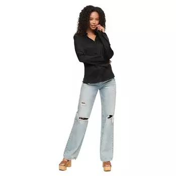 Рубашка с длинным рукавом Superdry Studios Satin Seventies, черный