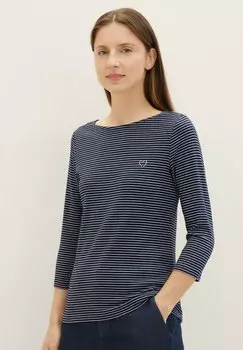 Рубашка с длинным рукавом TOM TAILOR, цвет navy offwhite stripe