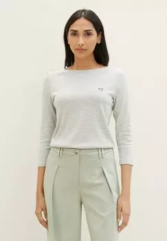 Рубашка с длинным рукавом TOM TAILOR, цвет green offwhite thin stripe