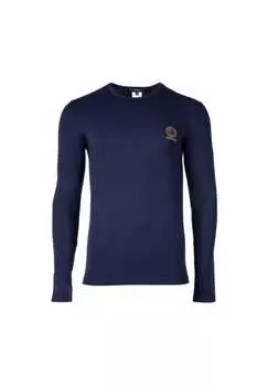 Рубашка с длинным рукавом - Топика длинный рукав круглый вырез из эластичного хлопка Versace, синий