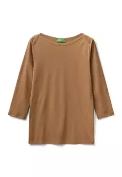 Рубашка с длинным рукавом United Colors of Benetton, коричневый