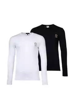 Рубашка с длинным рукавом упаковка из 2 штук - Топика длинный рукав круглый вырез органический хлопок би-стрейч Versace, мультиколор