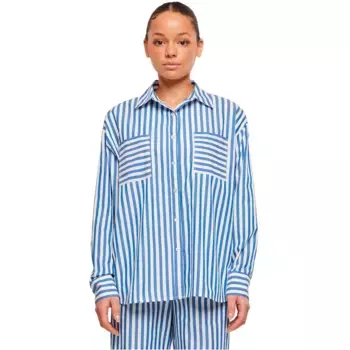Рубашка с длинным рукавом Urban Classics Striped Relaxed, синий