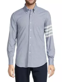 Рубашка с длинным рукавом в полоску Thom Browne, синий