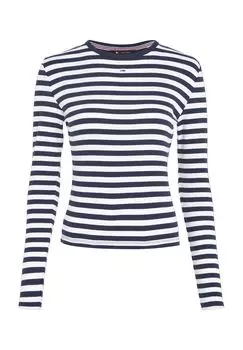 Рубашка с длинным рукавом, в полоску, женская TOMMY Jeans, цвет Dark Night Navy