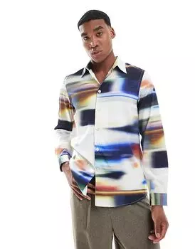 Рубашка с длинным рукавом в размытый рисунок PS Paul Smith