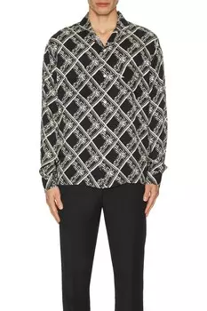 Рубашка с длинным рукавом в сетку Allsaints, черный