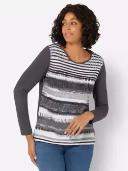 Рубашка с длинным рукавом в стиле кэжуал "Shirt" Casual Looks, цвет Dunkelgrau-Gestreift