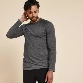 Рубашка с длинными рукавами бесшовная мужская серая KIMJALY, серый черный