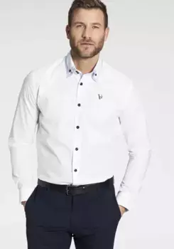 Рубашка с длинными рукавами Bruno Banani "Воротник на пуговицах, идеальная рубашка для многих случаев", белый