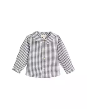 Рубашка с длинными рукавами для мальчика в сине-белую клетку в мелкую клетку Dadati