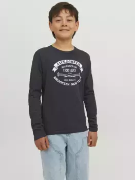Рубашка с длинными рукавами для подростков Jack & Jones "JJEJEANS TEE LS O-NECK 23/24 NOOS JNR" Jack & Jones Junior, черный