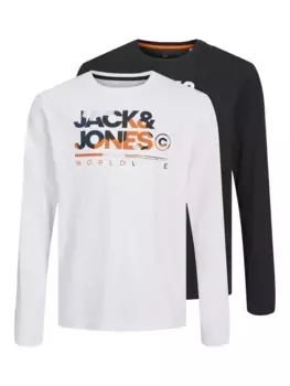 Рубашка с длинными рукавами для подростков Jack & Jones "JJLUKE TEE LS CREW NECK 2PK MP JNR" Jack & Jones Junior, белый