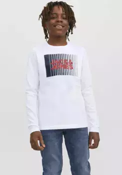 Рубашка с длинными рукавами для подростков Jack & Jones "JJECORP LOGO TEE PLAY LS O-NECK NOOS JNR" Jack & Jones Junior, белый