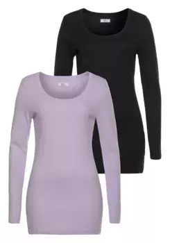 Рубашка с длинными рукавами Flashlights, удлиненная форма, черный