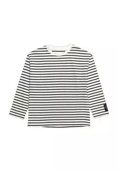 Рубашка с длинными рукавами, хлопок, в полоску, детская Manguun, цвет Caviar Snow Whit