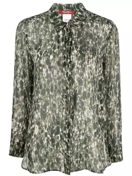 Рубашка с длинными рукавами и абстрактным принтом 'S Max Mara, зеленый