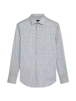 Рубашка с длинными рукавами и геометрическим узором Ooohcotton Tech James Bugatchi, цвет zinc