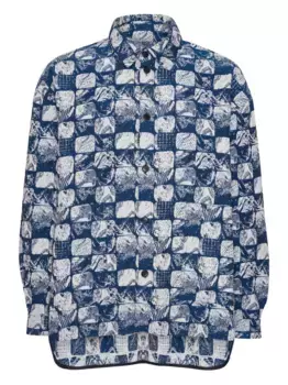 Рубашка с длинными рукавами и геометричным принтом Henrik Vibskov, синий