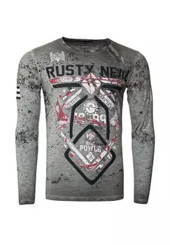 Рубашка с длинными рукавами и качественным принтом RUSTY NEAL, антрацит