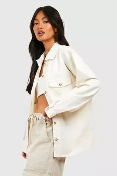 Рубашка с длинными рукавами и карманами Boohoo, экру