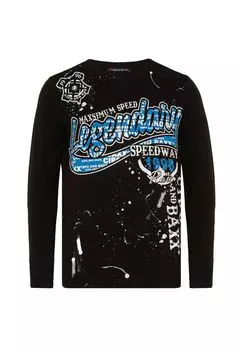 Рубашка с длинными рукавами и крупным принтом спереди CIPO & BAXX, черный