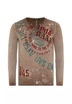 Рубашка с длинными рукавами и крупным принтом спереди CIPO & BAXX, коричневый