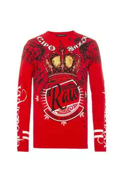 Рубашка с длинными рукавами и крупным принтом Cipo & Baxx, красный