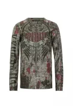 Рубашка с длинными рукавами и крутым принтом по всей поверхности CIPO & BAXX, антрацит