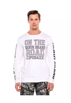 Рубашка с длинными рукавами и крутым принтом CIPO & BAXX, белый