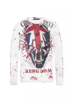 Рубашка с длинными рукавами и крутым принтом черепа. Cipo & Baxx, белый