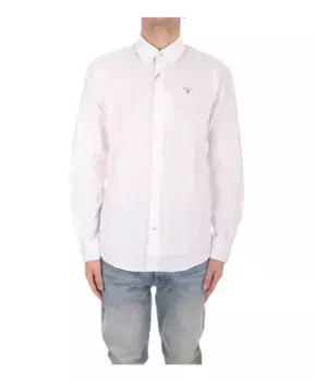 Рубашка с длинными рукавами и культовым логотипом Barbour, белый