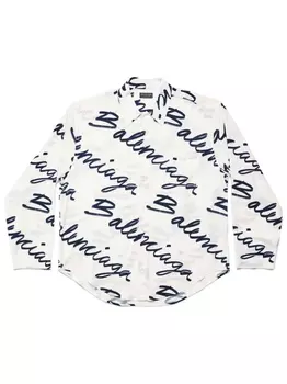 Рубашка с длинными рукавами и логотипом Balenciaga, белый