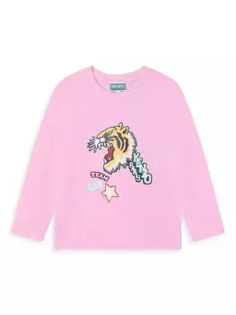 Рубашка с длинными рукавами и логотипом Little Girl's & Girl's Kenzo, цвет washed pink