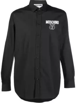 Рубашка с длинными рукавами и логотипом Moschino, черный