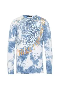 Рубашка с длинными рукавами и модным принтом спереди CIPO & BAXX, синий