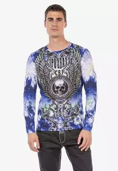Рубашка с длинными рукавами и модными принтами CIPO & BAXX, синий