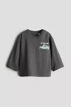 Рубашка с длинными рукавами и мотивным принтом H&M, серый