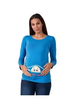 Рубашка с длинными рукавами и мотивом Comingскоро для беременных M.M.C., темно-синий