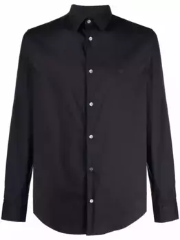 Рубашка с длинными рукавами и нашивкой-логотипом EMPORIO ARMANI, синий