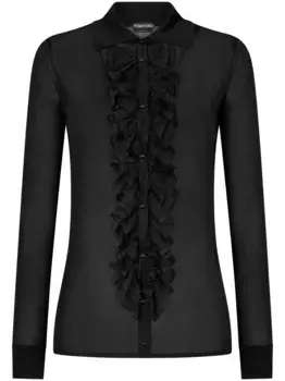 Рубашка с длинными рукавами и оборками TOM FORD, черный