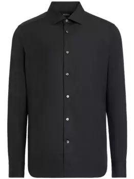 Рубашка с длинными рукавами и отложным воротником Zegna, черный