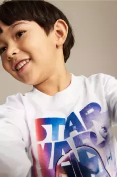 Рубашка с длинными рукавами и принтом H&M, белый